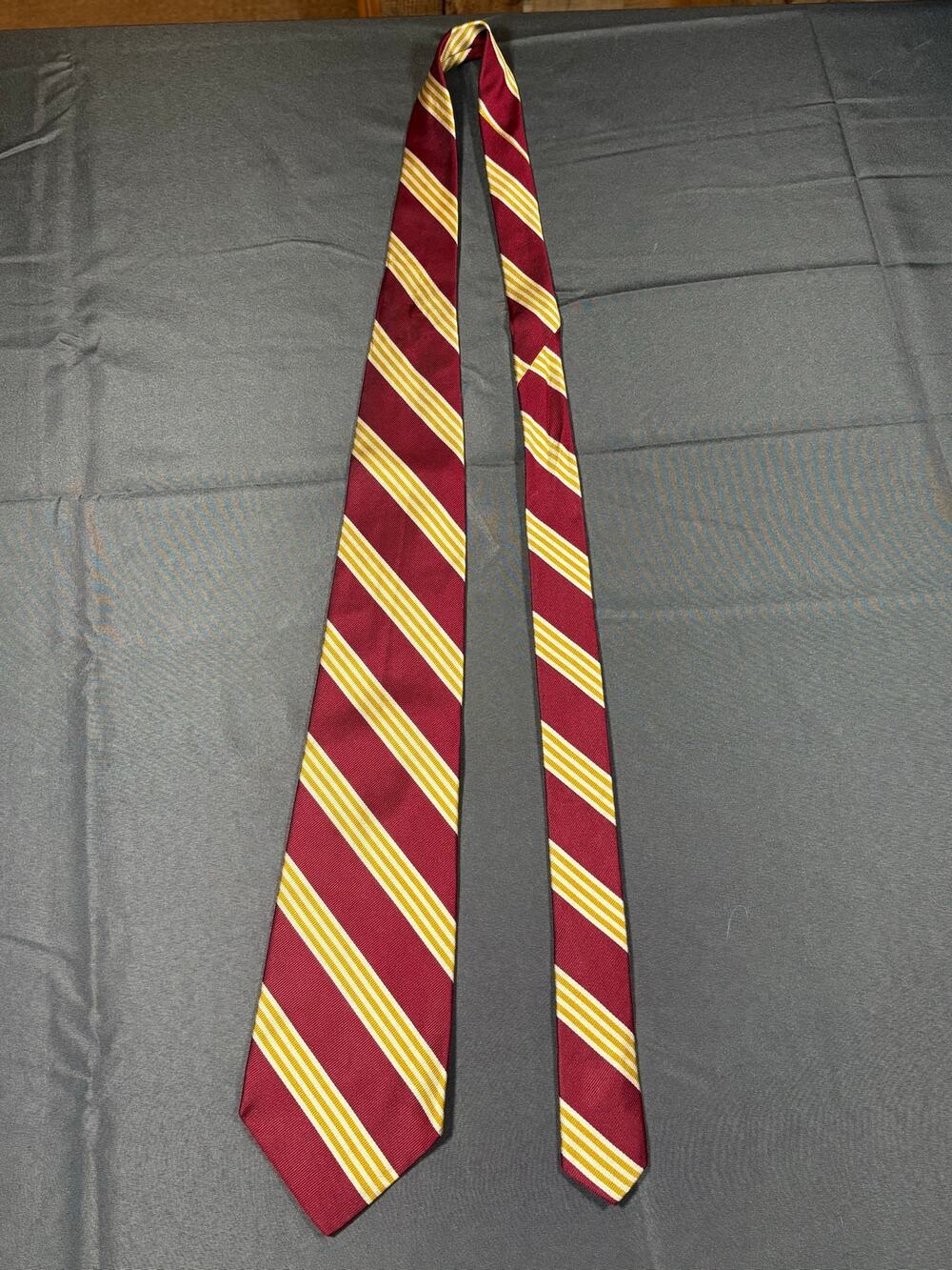 J.Z. Richards Men’s Silk Tie Gray Navy Gold Geometric Handmade USA 58”